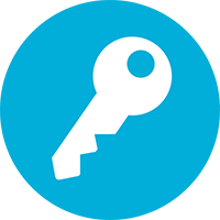 white key icon on blue circle